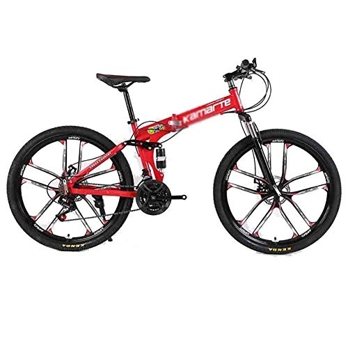 Folding Mountain Bike : GAOTTINGSD Adult Mountain Bike Foldable Bicycle MTB Adult Mountain Bike Folding Road Bicycles For Men And Women 26In Wheels Speed Double Disc Brake (Color : Red, Size : 24 speed)