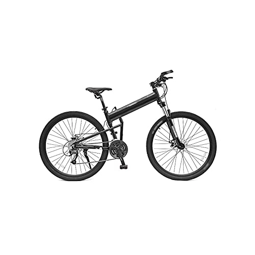 Folding Mountain Bike : IEASEzxc Bicycle 29 Inch Aluminum Alloy Folding Mountain Bike 27 Speed Male And Female Adult Outdoor Cross Country Travel Bicycle Gift (Color : Black oil brake, Size : 27_29)