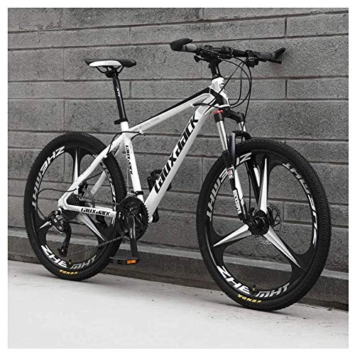 Folding Mountain Bike : JF-XUAN Outdoor sports Mountain Bike 26 Inches, 3 Spoke Wheels with Dual Disc Brakes, Front Suspension Folding Bike 27 Speed MTB Bicycle, White
