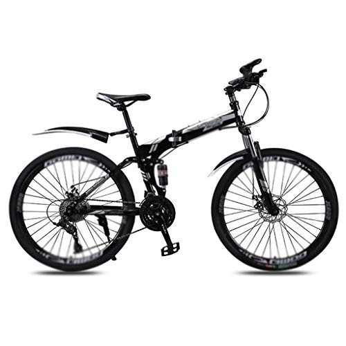 Folding Mountain Bike : Jixi Folding Mountain Bike Bicycle Men's Women's Variable Speed Double Shock Absorption Ultra Light Portable Off-road Bicycle (Color : 30 speed, Size : 5-24in)
