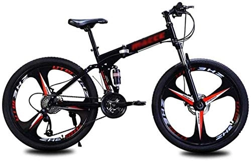 Folding Mountain Bike : Kids' Bikes Dual Suspension Mountain Bikes Mountain Bikes Folding 24 Inches Wheels City Road Bike Outdoor Folding Bicycle (Color : Red Size : 27 Speed)-21_Speed_Silver