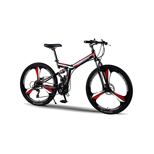 Folding Mountain Bike : LANAZU Adult Bike, Foldable Mountain Bike, Steel Variable Speed Bike, Dual Disc Brakes, for Off-road, Adventure
