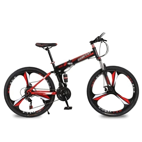 Folding Mountain Bike : LIANAIzxc Bikes Foldable Bicycle Mountain Bike Wheel Size 26 Inches Road Bike 21 Speeds Suspension Bicycle Double Disc Brake (Color : Red, Size : 21 Speed)