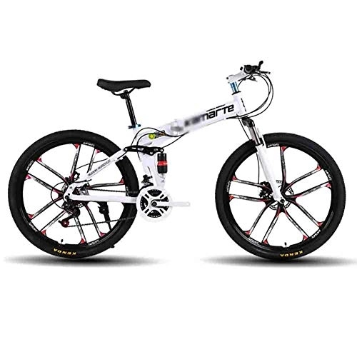 Folding Mountain Bike : LILIS Mountain Bike Folding Bike Foldable Bicycle MTB Adult Mountain Bike Folding Road Bicycles For Men And Women 26In Wheels Speed Double Disc Brake (Color : White, Size : 27 speed)
