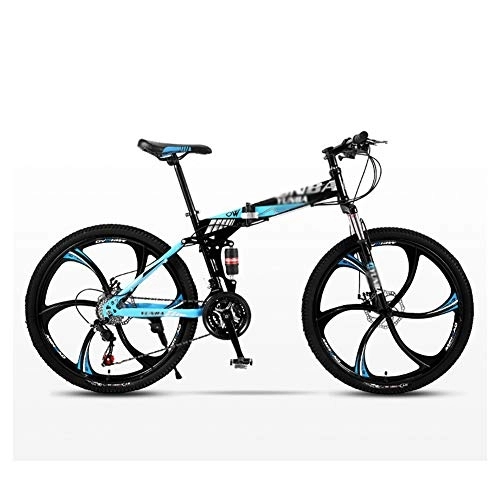Folding Mountain Bike : LILIS Mountain Bike Folding Bike Mountain Bicycle Folding Bike Road Men's MTB Bikes 24 Speed Bikes Wheels For Adult Womens (Color : Blue, Size : 26in)