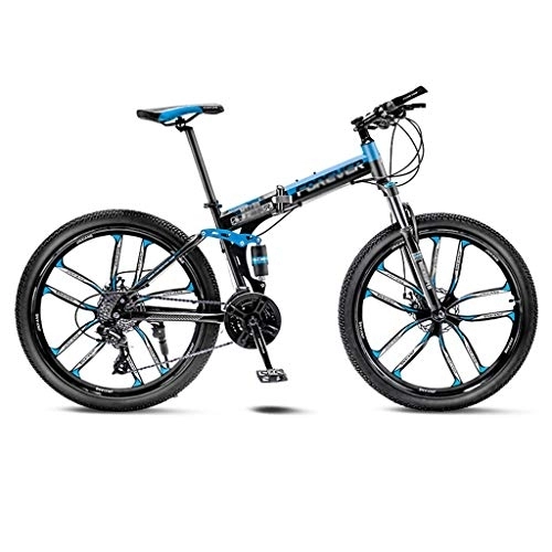 Folding Mountain Bike : LILIS Mountain Bike Folding Bike Mountain Bike Road Bicycle Folding Men's MTB 21 Speed 24 / 26 Inch Wheels For Adult Womens (Color : Blue, Size : 26in)
