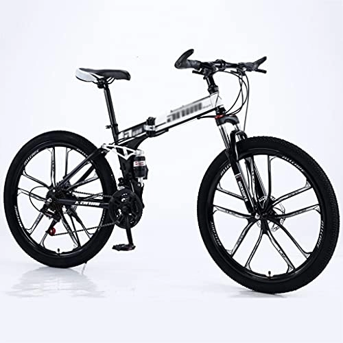 Folding Mountain Bike : LiRuiPengBJ Children's bicycle Folding Mountain Bike Full Suspension 24 Speed ​​Gears Disc Brakes with Shock Absorbers Mountain Bicycle for Men and Women (Color : Style4, Size : 21 speed)