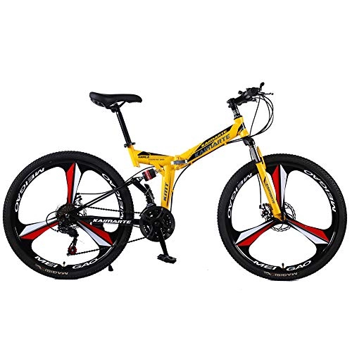 Folding Mountain Bike : LIU Folding Mountain Bike Double Damping 3 Knife Wheel Bicycle Double Disc Brakes Mountain Bike, Men'S And Women'S Universal, 26inch, 27speed