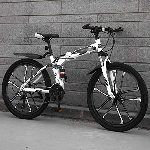 Folding Mountain Bike : LVTFCO Bike Folding Mountain Bike, 27-Speed Double Disc Brake Full Suspension Bicycle, 26 Inch Off-Road Variable Speed Bikes for Men And Women