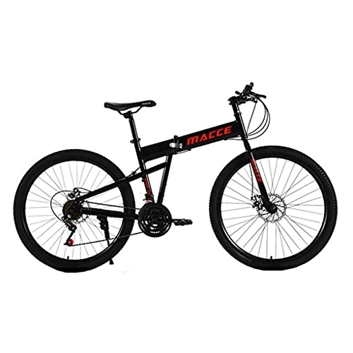 Folding Mountain Bike : Mountain Bike Special carbon steel double disc brake double shock absorption folding (black 24 / 26 inch 21 speed) student bicycle