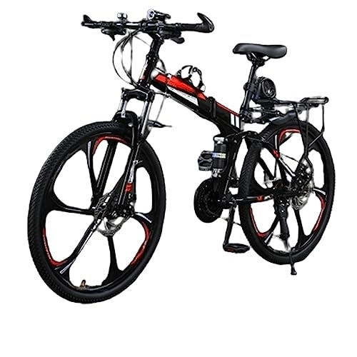 Folding Mountain Bike : RASHIV Folding Mountain Bike, 26-inch Adult Cross-country Variable Speed Outdoor Bike, Sensitive Mechanical Disc Brake, Easy Assembly, for Men / Women (black and red 30 speed)