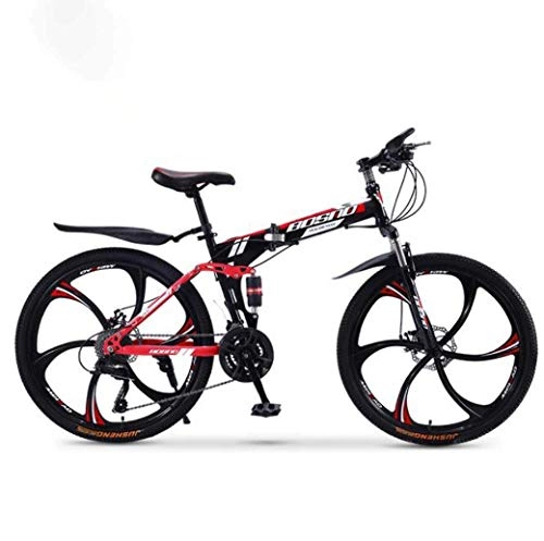 Folding Mountain Bike : YBB-YB YankimX Mountain Bike Folding Bikes, 21Speed Double Disc Brake Full Suspension AntiSlip, OffRoad Variable Speed Racing Bikes for Men And Women (Color : A2, Size : 26 inch)