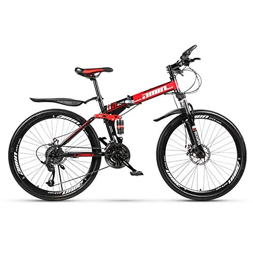 Folding Mountain Bike : YHtech Outdoor sports 26" Wheel Boys Kids Dual Suspension Mountain Bike HighCarbon Steel Frame 27 Speed (Color : Black)