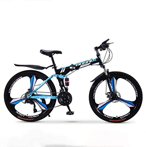 Folding Mountain Bike : YHtech Outdoor sports Mountain Bike Folding Bikes, 30Speed Double Disc Brake Full Suspension AntiSlip, OffRoad Variable Speed Racing Bikes for Men And Women (Color : C1, Size : 26 inch)