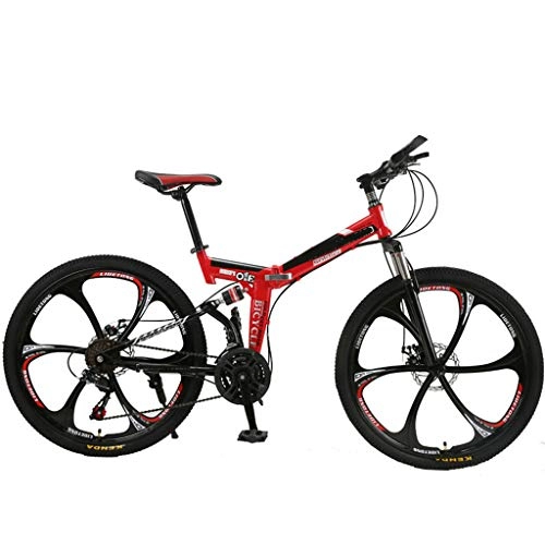 Folding Mountain Bike : Zhangxiaowei Bicycles Overdrive Hardtail Mountain Bike Foldable Bicycle 26" Wheel 21 / 24 Speed Red, 24 speed