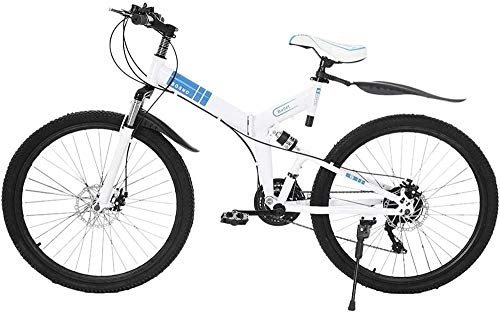 Mountain Bike : 26 Inch Mountain Bike with 21 Speed Dual Disc Brakes Full Suspension Non-Slip Aluminum Steel Frame Options Front Full Suspension
