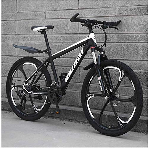 Mountain Bike : 26 Inch Mountain Bikes, Men's Womens Hardtail Mountain Bike with Dual Disc Brake, Bicycle Adjustable Seat, High-Carbon Steel Frame, (6 Spoke)