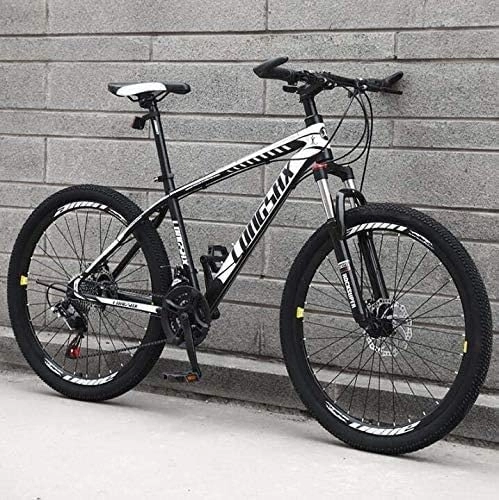 Mountain Bike : Bicycle, Mountain Bike for Adults Men Women, High-Carbon Steel Frame MBT Bikes, Shock-Absorbing Front Fork Mountain Bicycle, Double Disc Brake