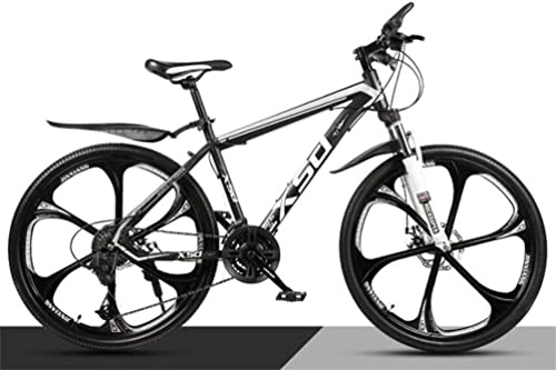 Mountain Bike : Bicycle, Mountain Bike High-Carbon Steel 26 Inches Spoke Wheel Dual Suspension, Mens MTB (Color : Black white, Size : 24 speed)