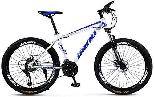 Mountain Bike : Comfort & Cruiser Bikes Kids' Bikes 30 Speed Mountain Bike 26 Inch Wheel Dual Suspension City Road Bicycle For Adults (Color : Black white)-White_Blue