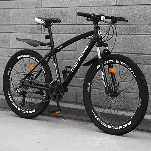 Mountain Bike : DFSSD Adult Mountain Bike, Outdoors Sport Hardtail Mountain Bikes Road Bikes, Double Disc Brake Country Gearshift Bicycle, Black 27 speed, 26 inches