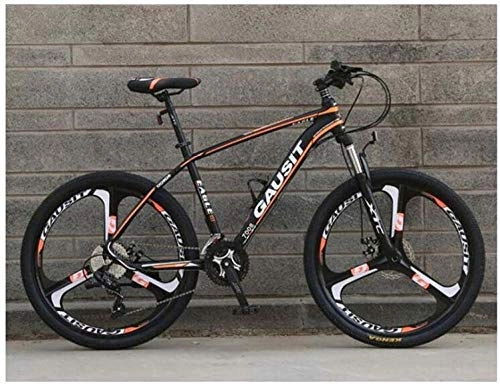 Mountain Bike : Dual Suspension Mountain Bikes Comfort & Cruiser Bikes Hard Mountain Bike Boy Ravine Bike Double Disc Brakes Aluminum Alloy Frams Road Bicycle (Color : Orange Size : 30 speed)-27_speed_Orange