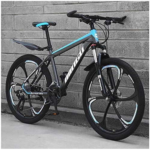 Mountain Bike : FZC-YM 24 Inch Mountain Bikes, Mens Women Carbon Steel Bicycle, Drivetrain All Terrain Mountain Bike with Dual Disc Brake,