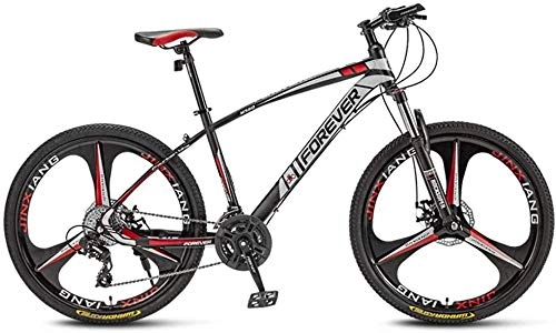 Mountain Bike : giyiohok Mountain Bike 27.5 Inch 3-Spoke Wheels Lock Front Fork Off-Road Bicycle Double Disc Brake 4 Speeds Available for Men Women-Black Red_24 speed