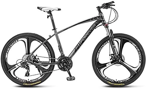 Mountain Bike : giyiohok Mountain Bikes 24 Inches 3-Spoke Wheels Off-Road Road Bicycles High-Carbon Steel Frame Shock-Absorbing Front Fork Double Disc Brake-Black gray_21 speed