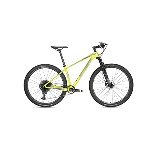 Mountain Bike : HESNDzxc Bicycles for Adults Bicycle Oil Disc Brake Off-Road Carbon Fiber Mountain Bike Frame Aluminum Wheel (Color : Yellow, Size : Small)
