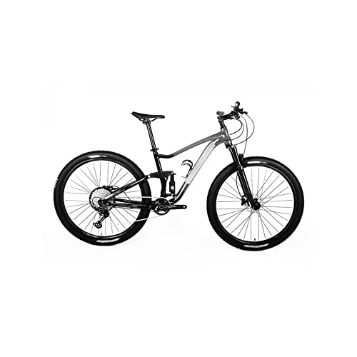 Mountain Bike : HESNDzxc Bicycles for Adults Full Suspension Aluminum Alloy Bike Mountain Bike (Color : Gray, Size : X-Large)