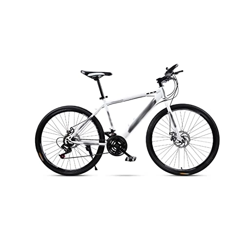 Mountain Bike : HESNDzxc Bicycles for Adults Mountain Bike 30 Speed 26 Inch Adult Men and Women Shock One Wheel Speed Racing Disc Brakes Off Road Student Bicycle (Color : White, Size : Large)