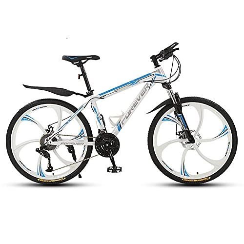 Mountain Bike : HJRBM 26 Inch Mountain Bikes， High-Carbon Steel Hardtail Mountain Bike， Adult MTB with Mechanical Disc Brakes， 6 Spoke Wheel， 21-Speeds jianyou (Color : Black blue)