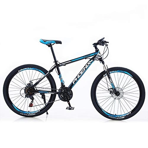 Mountain Bike : JHKGY Mountain Bike 24 / 26 Inches, 27 Speeds Adult MTB, with Adjustable Seat, Spoke Wheel, Full Suspension Disc Brake Outdoor Bikes, for Men Women, blue, 26inch