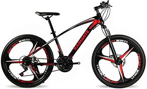 Mountain Bike : JZTOL 24 / 26" Mountain Bike 21 / 24 / 27 Speed Adult Double Disc Brake Full Suspension Outdoor Sports Off-Road Bike High Carbon Steel Frame (Color : B, Size : 24 inch 21 speed)
