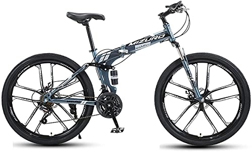 Mountain Bike : JZTOL Mountain Bike 24 / 26" Adult Double Disc Brake Full Suspension Outdoor Sports Cross Country Bike High Carbon Steel Frame 21 / 24 / 27 Speed (Color : C, Size : 26 inch 24 speed)