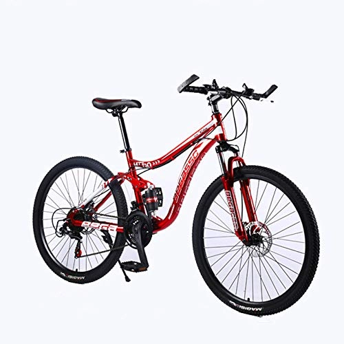 Mountain Bike : laonie Mountain Bike Variable Speed Bicycle 24 / 26 inch Adult Bike Male and Female Students Bicycle Double Disc Brake Mountain Bike-Red_24 inch