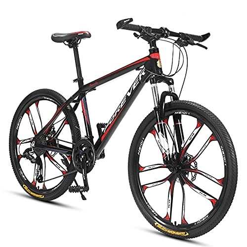 Mountain Bike : LLF 26 Inches Wheels Mountain Bike for Adult Bicycles Portable Urban Commuter Bicycle Full Suspension MTB Bikes 27 Speed Disc Brakes for Women Men(Size:26inch, Color:Red)