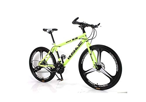 Mountain Bike : MOLVUS Mountain Bike Unisex Mountain Bike 21 / 24 / 27 / 30 Speed ​​High-Carbon Steel Frame 26 Inches 3-Spoke Wheels Bicycle Double Disc Brake for Student, Green, 16 Inches