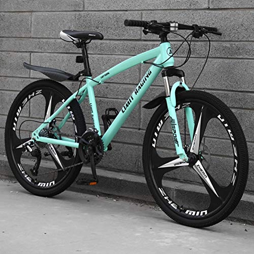 Mountain Bike : Mountain Bike, Adult Men And Women Travel MTB Bik, Double Disc Brake High Carbon Steel Frame Variable Speed Bikes, Outdoor Cycling, Blue 24 speed, 24 inches
