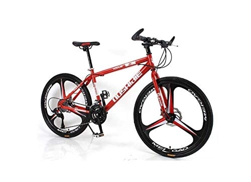 Mountain Bike : SEESEE.U Mountain Bike Unisex Mountain Bike 21 / 24 / 27 / 30 Speed ​​High-Carbon Steel Frame 26 Inches 3-Spoke Wheels Bicycle Double Disc Brake for Student, Red, 30 Speed
