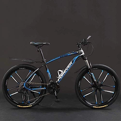 Mountain Bike : Smisoeq 21 / 24 / 27 / 30 26 inches bicycle speed mountain bike, mountain bike hard tail light bike, with adjustable seat disc bis (Color : Black blue, Size : 30 Speed)