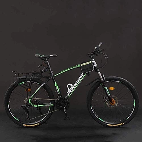 Mountain Bike : Smisoeq 21 / 24 / 27 / 30 26 inches bicycle speed mountain bike, mountain bike hard tail, with adjustable seat lightweight bicycle disc bis (Color : Black green, Size : 27 Speed)