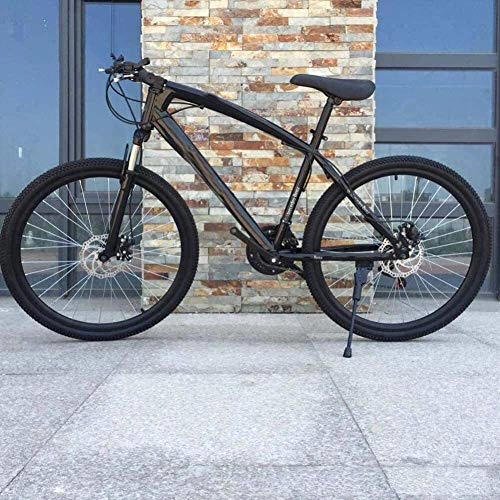 Mountain Bike : Smisoeq 26 inches mountain bike, high carbon hard tail mountain bikes, bicycle light with adjustable seat disc of bis (Color : Black)