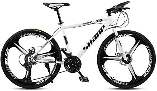 Mountain Bike : Smisoeq Adult bicycle shift MTB rural, country mountain bike 24 / 26 inch double disc, with adjustable seat white steel knife 3 (Color : 21stage shift, Size : 26inches)