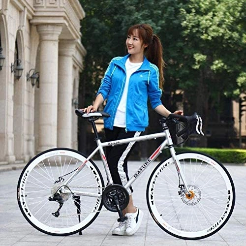 Mountain Bike : Smisoeq MTB hard tail car road vehicle, a bicycle disc brake slip bicycle, the bicycle 27 inches high-speed bicycle 21 / 27 / 30 / 33 (Color : Titanium silver, Size : 21 speed)