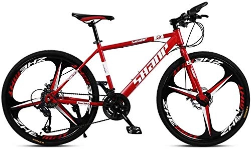 Mountain Bike : Smisoeq Rural 24 / 26 inch double disc mountain bike, mountain bike rural adult bicycle transmission, with adjustable seat steel 3 blade sclareol red mountain bike