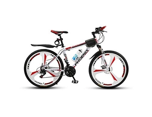 Mountain Bike : UYSELA Mountain Bike Unisex Mountain Bike 21 / 24 / 27 Speed ​​High-Carbon Steel Frame 26 Inches 3-Spoke Wheels with Disc Brakes and Suspension Fork, Gold, 27 Speed / Red / 27 Speed