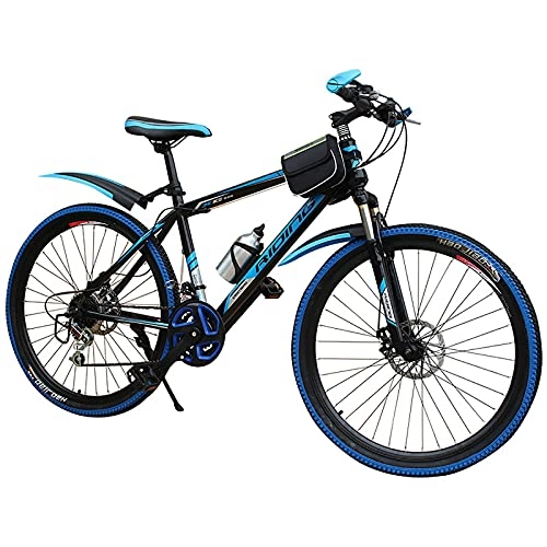 Mountain Bike : WXXMZY Mountain Bike 20 Inch, 22 Inch, 24 Inch, 26 Inch Bicycle Aluminum Alloy Frame, Male And Female Outdoor Sports Road Bike (Color : Blue, Size : 22 inches)