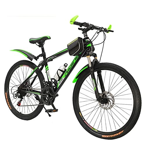 Mountain Bike : WXXMZY Mountain Bike 20 Inch, 22 Inch, 24 Inch, 26 Inch Bicycle Aluminum Alloy Frame, Male And Female Outdoor Sports Road Bike (Color : Green, Size : 20 inches)